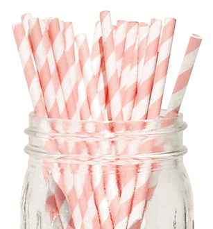 PASTEL PINK STRIPES Paper Straws